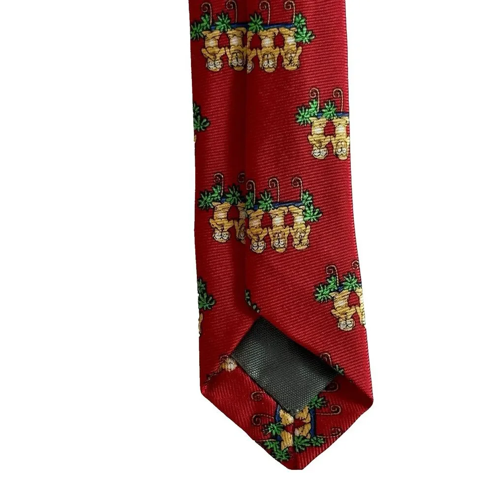 ROBERT TALBOT Best in Class Men's Silk Tie Red w/Monkeys 